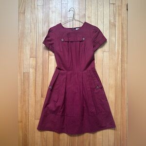 Birds of North America Accentor Red Check Pattern Dress sz4 Made in Canada